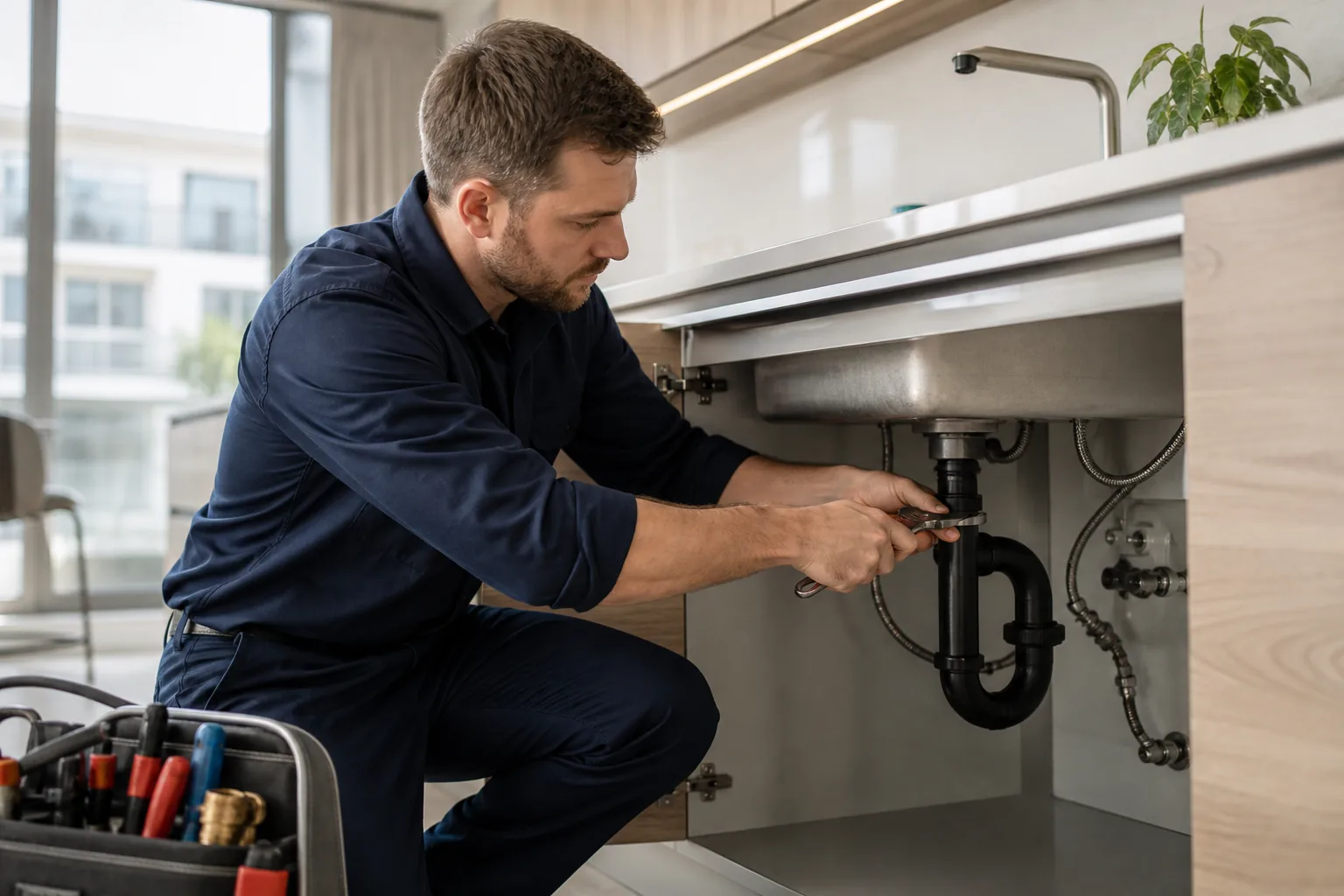 MainteGO technician completing a plumbing repair