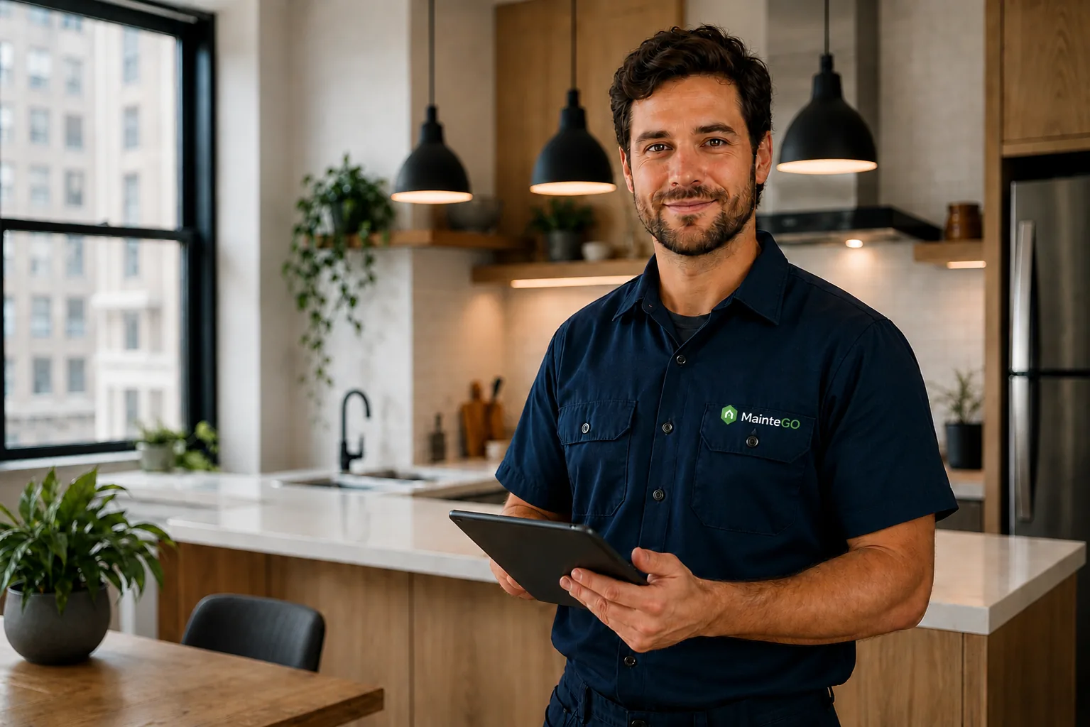 MainteGO maintenance professional in a modern kitchen