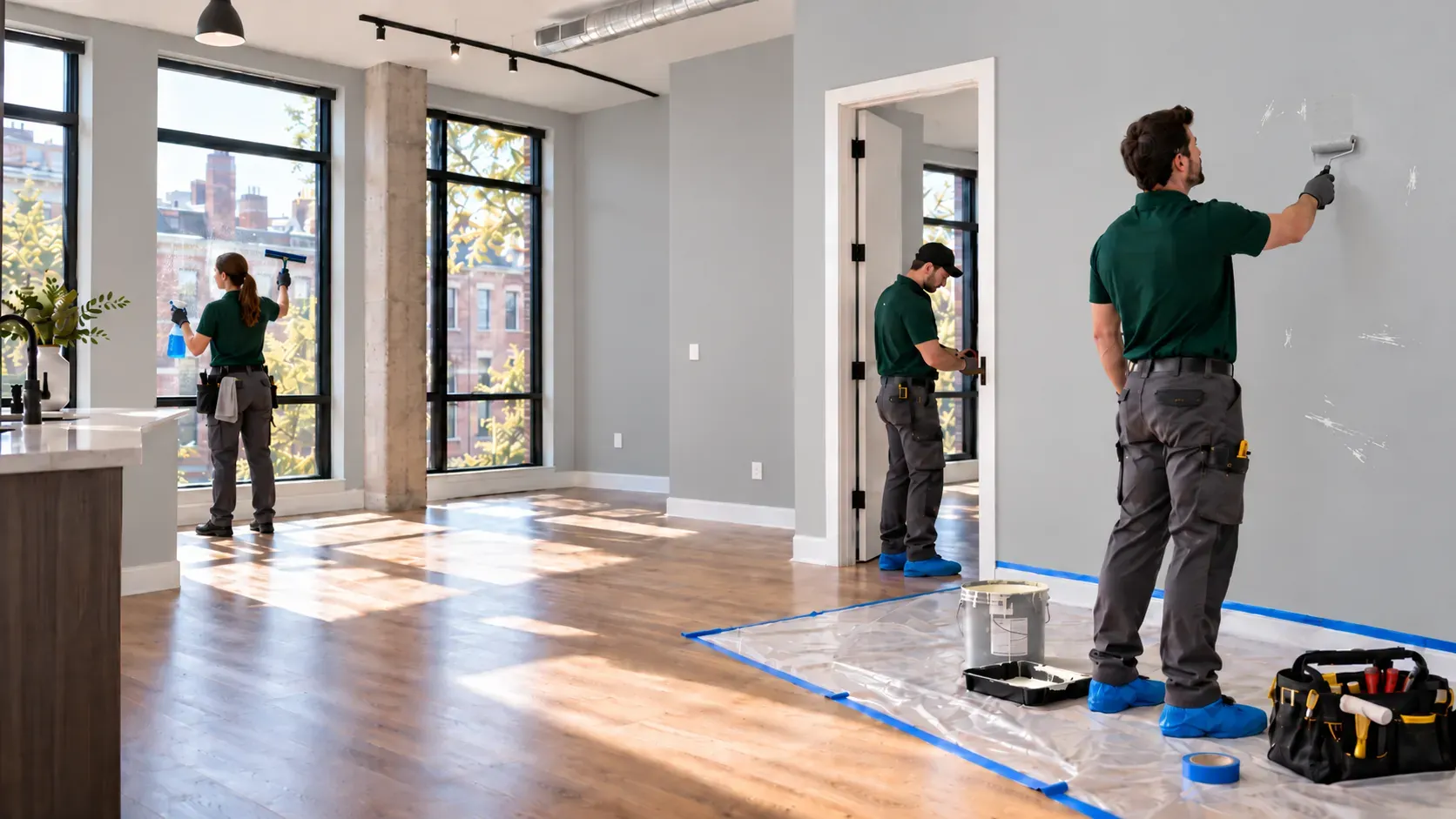 MainteGO crew preparing a Chicago loft between tenants